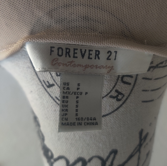 Forever 21 Nude Beige Mesh Sheer Long-Sleeve Scoop Neck Top Festival Grunge_smal - Picture 6 of 9